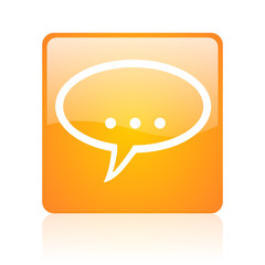 forum orange square glossy web icon