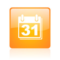 calendar orange square glossy web icon
