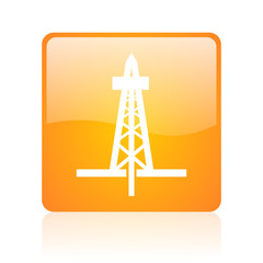 drilling orange square glossy web icon