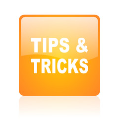 tips orange square glossy web icon