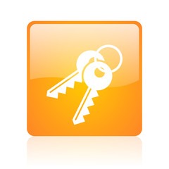 keys orange square glossy web icon