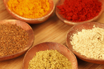 Spices on Wooden Spoon