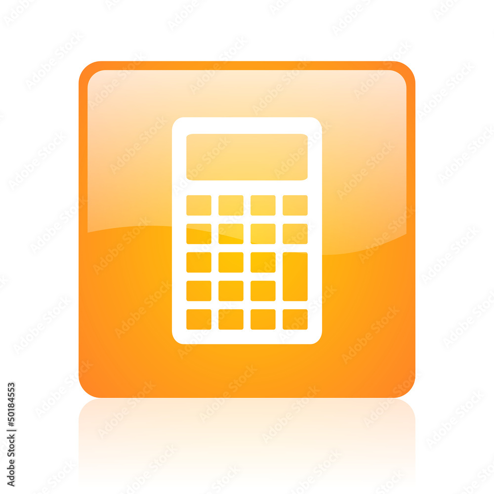 Poster calculator orange square glossy web icon
