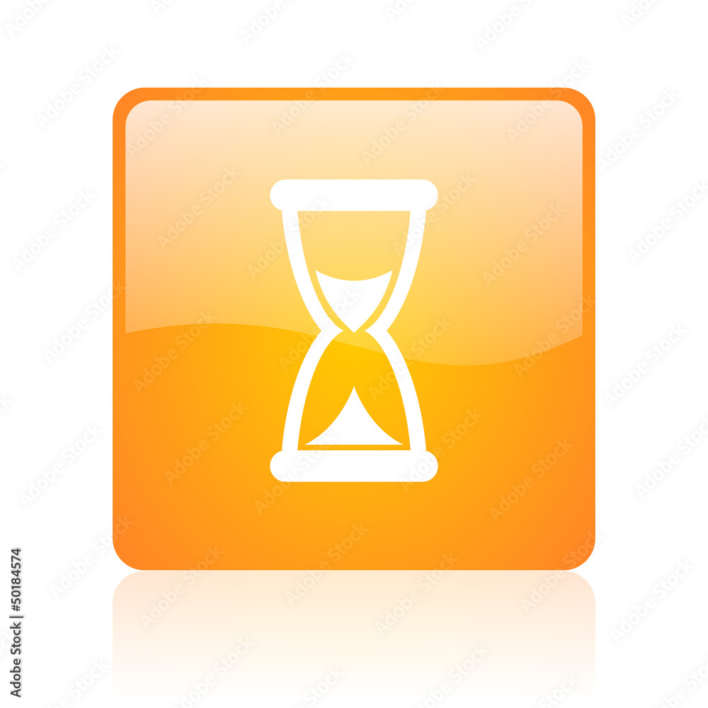 Poster time orange square glossy web icon