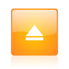 eject orange square glossy web icon