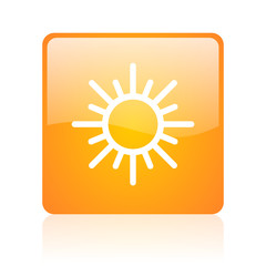 sun orange square glossy web icon