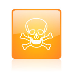 skull orange square glossy web icon