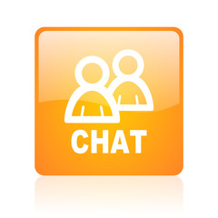 chat orange square glossy web icon
