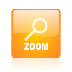 zoom orange square glossy web icon