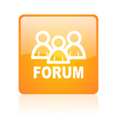 forum orange square glossy web icon