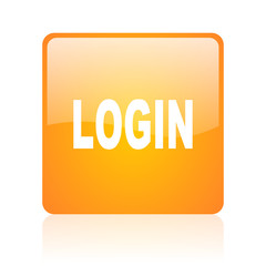 login orange square glossy web icon