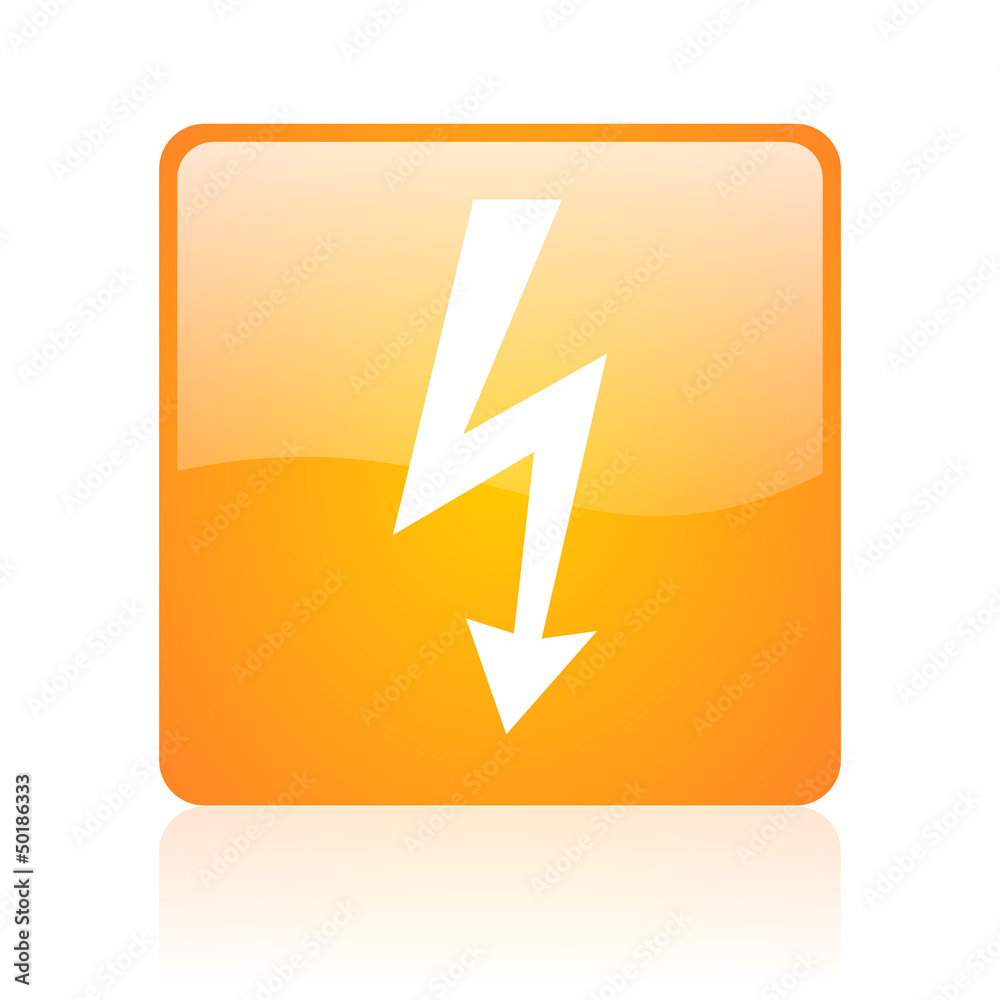 Poster lightning orange square glossy web icon