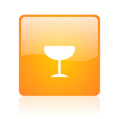 glass orange square glossy web icon