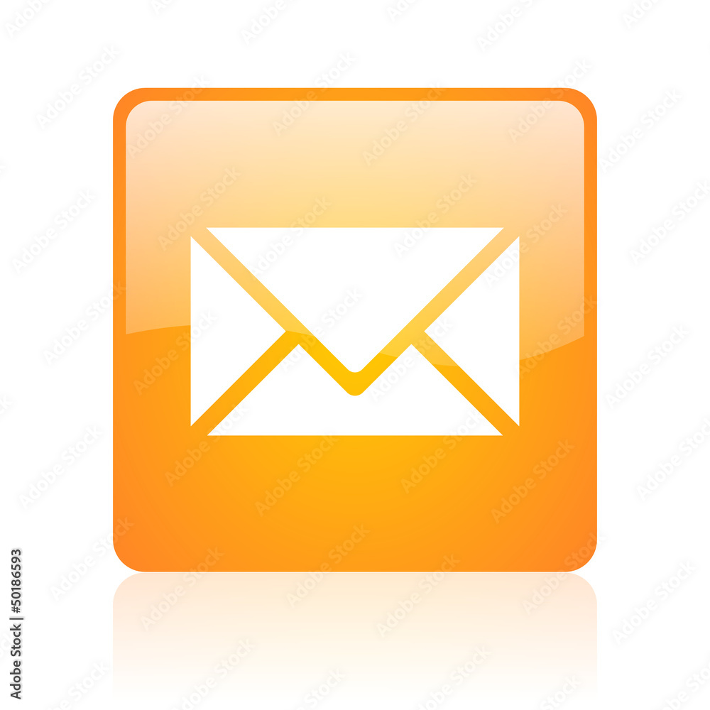 Aufkleber mail orange square glossy web icon