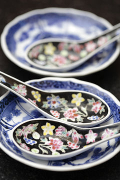 Chinese plates and spoons