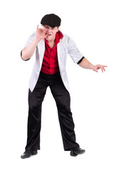 young gangster man isolated on white