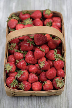 Fresh, red strawberries in basket