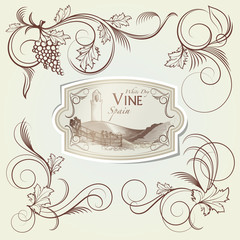 Grape Curls and Vine Label