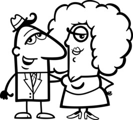 black and white funny couple cartoon