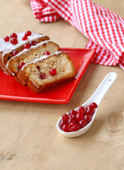 Cranerry cake on a wooden table