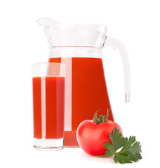 Tomato vegetable juice in glass jug