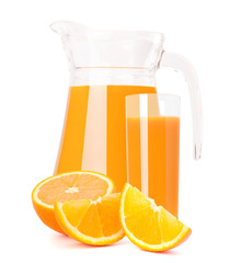 Orange fruit juice in glass jug