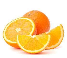 Whole orange fruit and his segments or cantles