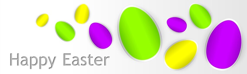 happy easter card with color easter eggs