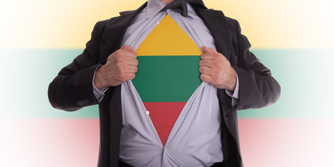 Business man with Lithuanian flag t-shirt