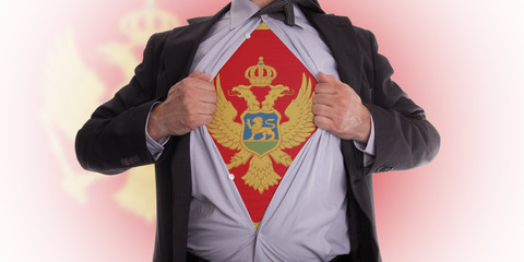 Fototapeta premium Business man with Montenegrin flag t-shirt