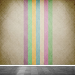 Old Interior Design With Vintage Grunge Wallpaper