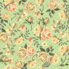 pretty green roses seamless background