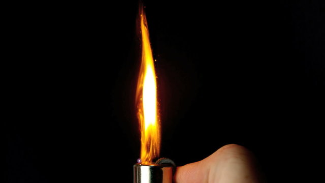 Hand lighting lighter with large flame and sparks