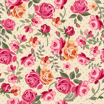 classic vector roses seamless background