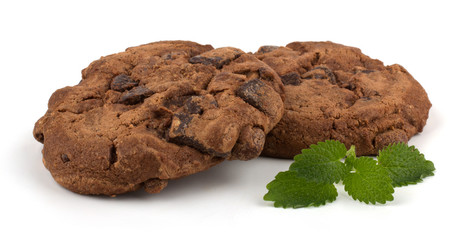 Chocolate chips cookies isolated on white background