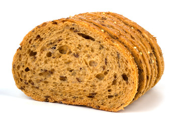 Rye bread on white background