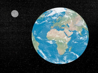 Earth and moon - 3D render