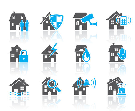 House security icons-blue