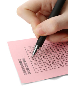 Closeup of lotto ticket during the marking of numbers