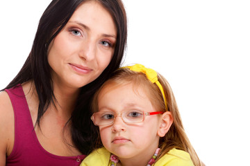 bright picture of happy mother and little girl