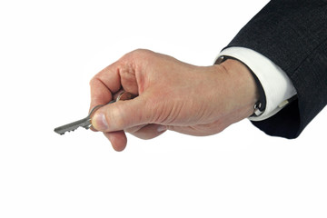 business hand holding a key
