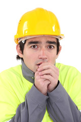 Frightened builder