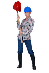 Construction worker with a shovel