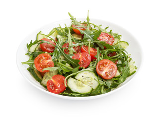 salad from ruccola, cherry tomatoes and cucumber