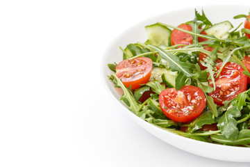 salad from ruccola, cherry tomatoes and cucumber
