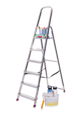 Aluminum ladder and paint tools