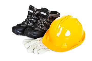 Pair of shoes, helmet and gloves