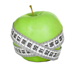 Apple wrapped in measuring tape