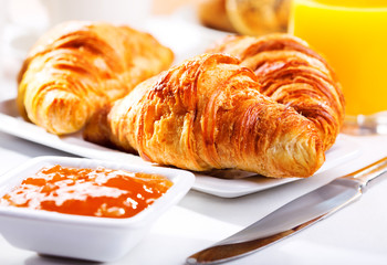 fresh croissants with jam