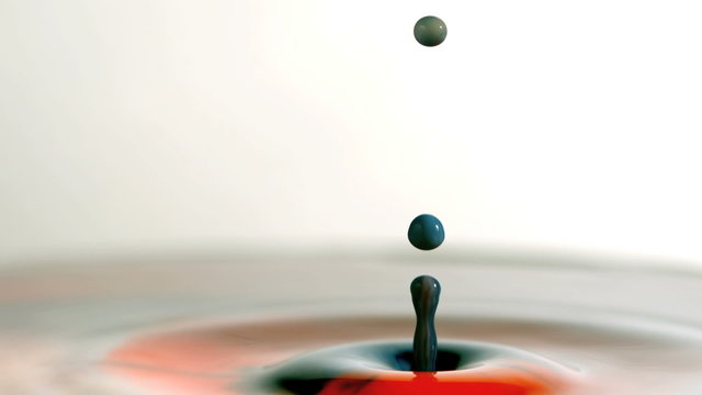 Droplet falling on multicolored paint